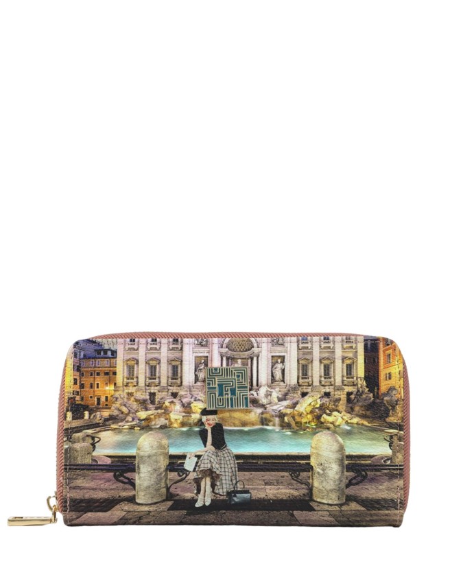 Ynot - Portafoglio donna ziparound in ecopelle stampata City Life