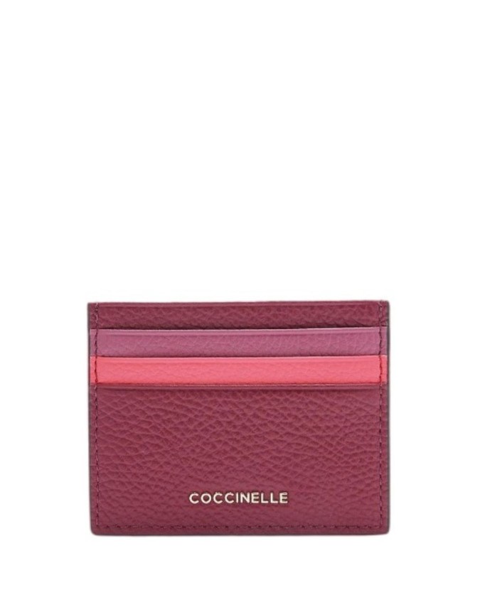 Coccinelle - Porta carte di credito in pelle Metallic Tricolor