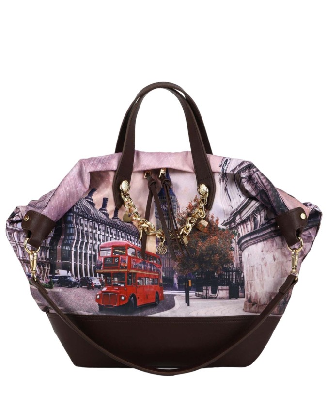 Ynot - Borsa shopping con manici corti e tracolla Space