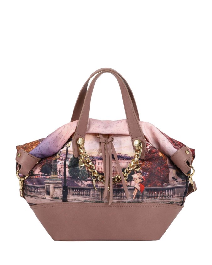 Ynot - Borsa shopping piccola con manici corti e tracolla Space