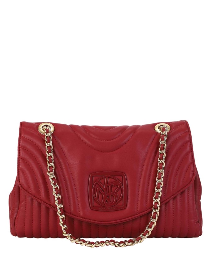 Ynot - Borsa a spalla in ecopelle con patta Stripe