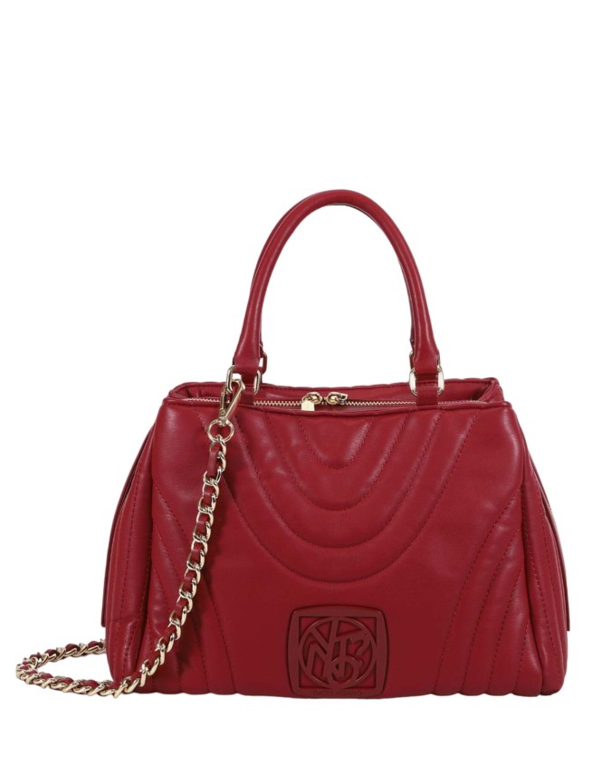 Ynot - Borsa a mano con tracolla in ecopelle Stripe