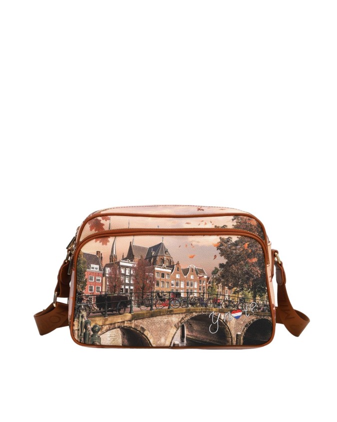 Yesbag - Borsa reporter a tracolla con tasca esterna in ecopelle Yesbag