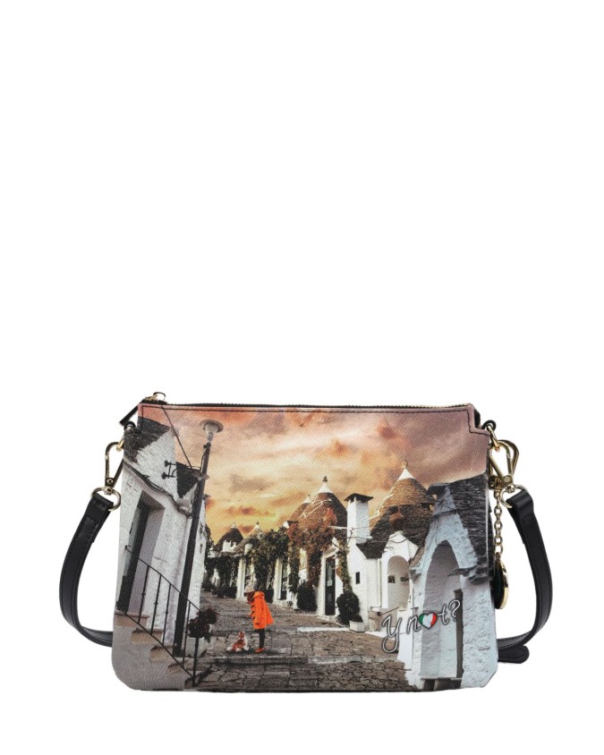 Ynot - Borsa a spalla a tre scomparti in ecopelle stampata Yesbag