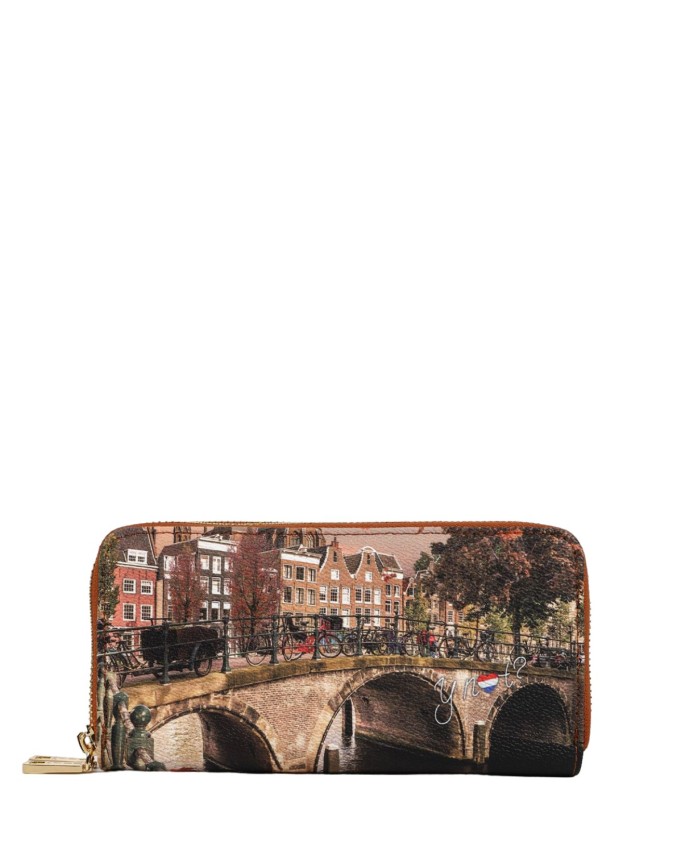Ynot - Portafoglio donna ziparound a doppio scomparto in ecopelle stampata Yesbag