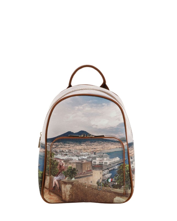 Ynot - Zaino donna in ecopelle stampata con tasca esterna Yesbag