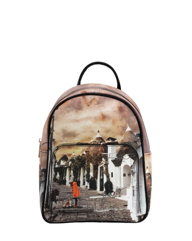 Ynot - Zaino donna in ecopelle stampata con tasca esterna Yesbag