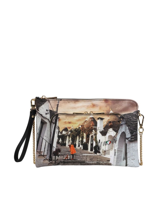 Ynot - Clutch in ecopelle stampata con tasca Yesbag