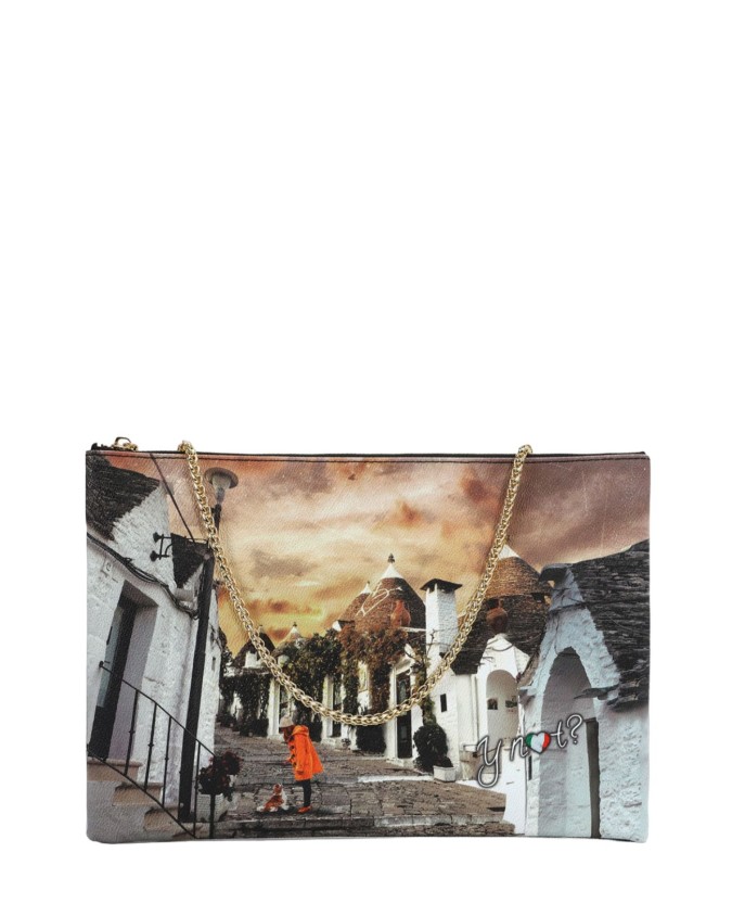 Ynot - Clutch a tracolla grande in ecopelle stampata Yesbag
