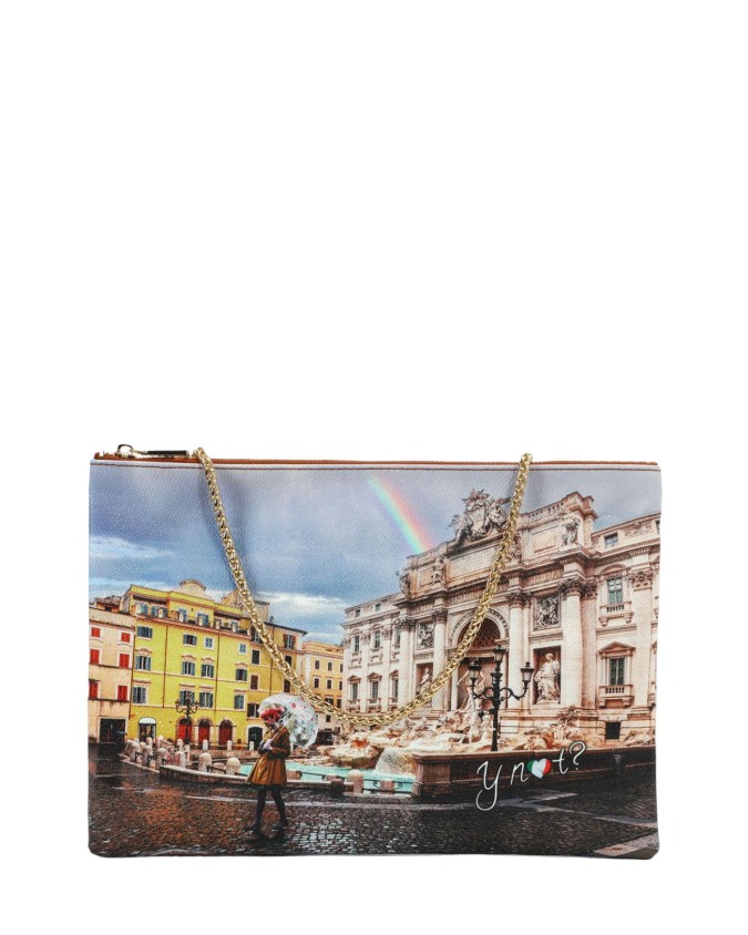 Ynot - Clutch a tracolla grande in ecopelle stampata Yesbag