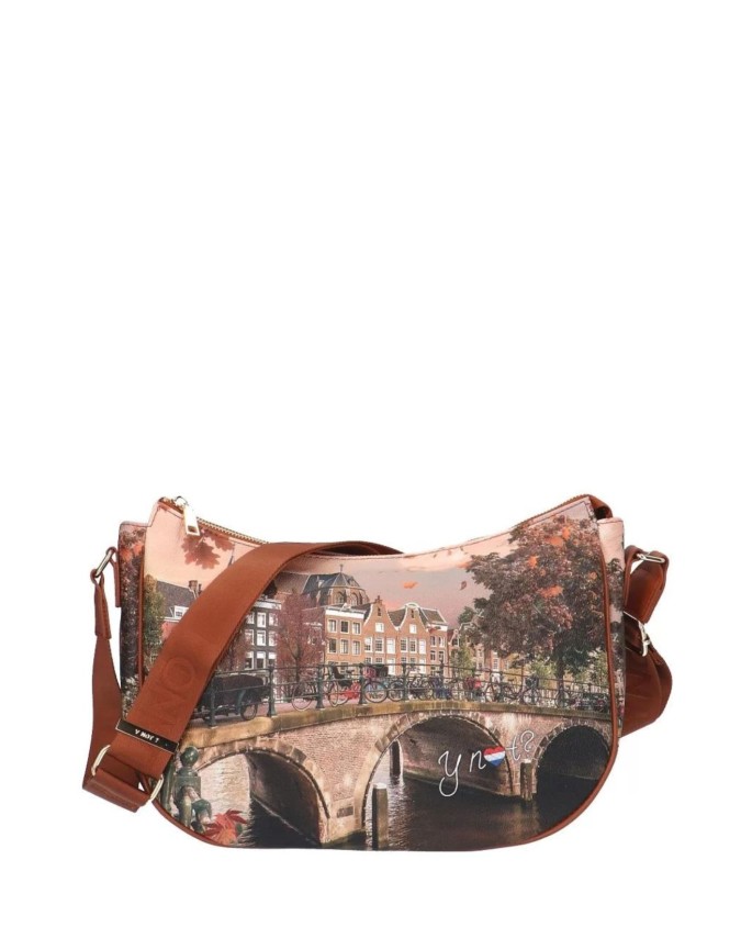 Ynot - Borsa a spalla a mezzaluna in ecopelle stampata Yesbag