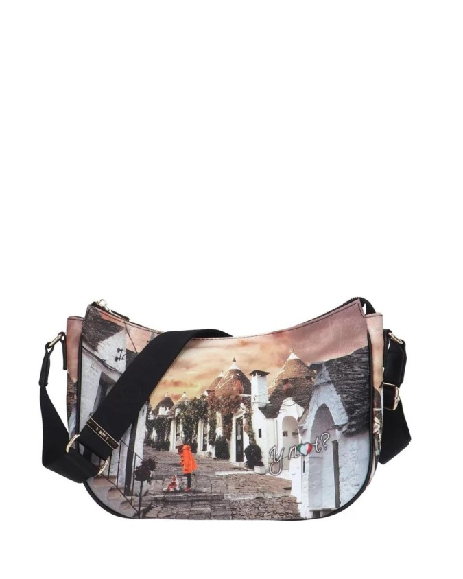 Ynot - Borsa a spalla a mezzaluna in ecopelle stampata Yesbag