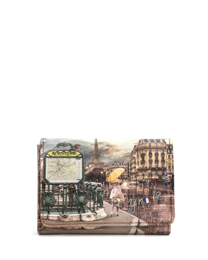 Ynot - Portafoglio donna piccolo con patta in ecopelle stampata Yesbag