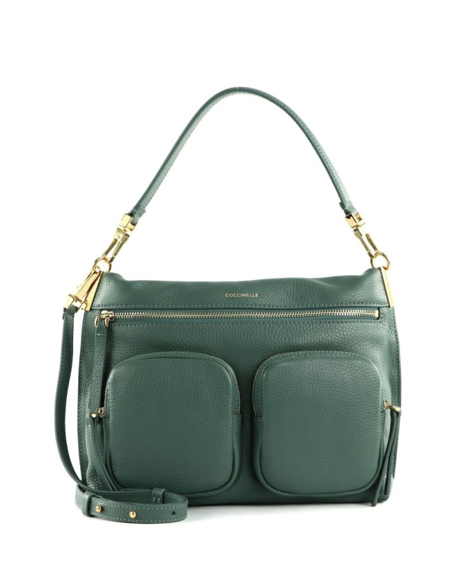 Coccinelle - Borsa a spalla in pelle con tasche esterne Medium Hyle