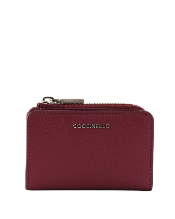 Coccinelle - Porta carte di credito compatto in pelle Metallic Soft