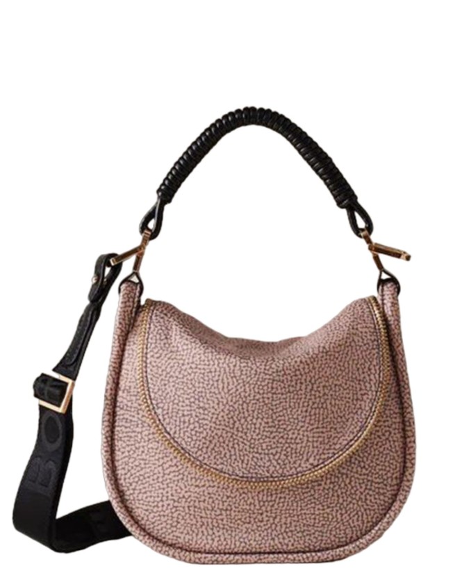 Borbonese - Borsa a spalla hobo in tessuto riciclato Small Horseback