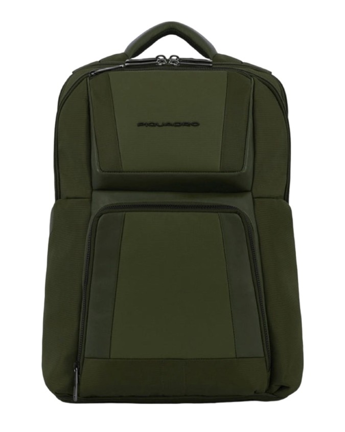 Piquadro - Zaino uomo in pelle e tessuto riciclato porta pc 13,3''