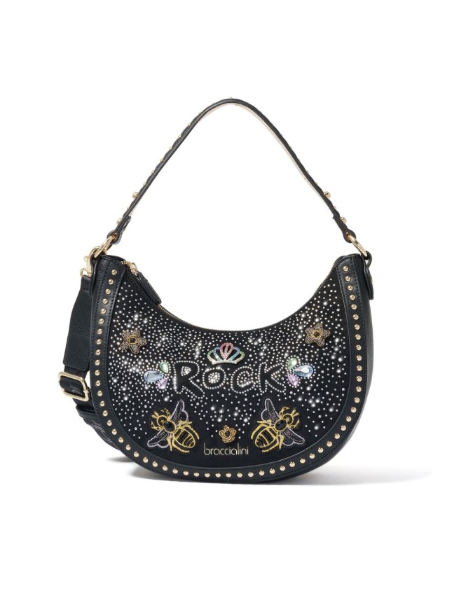 Braccialini - Borsa a spalla tonda in ecopelle Rock