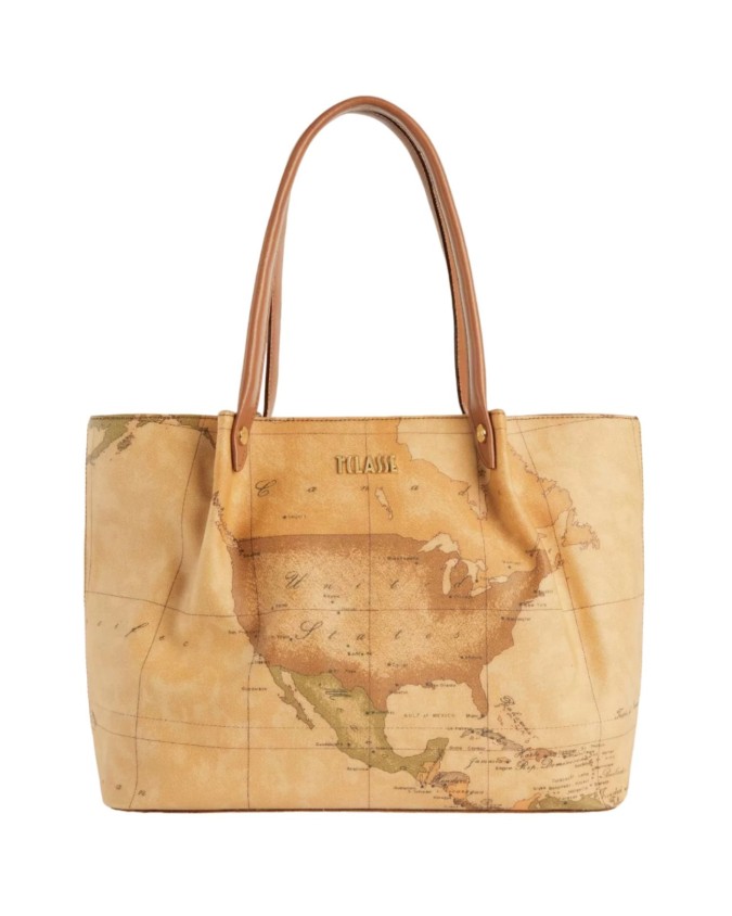 Alviero Martini Prima Classe - Borsa shopping in tessuto stampa Geo Classic