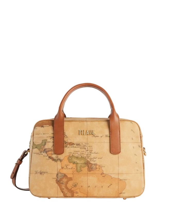 Alviero Martini Prima Classe - Bauletto piccolo con tracolla in tessuto stampa Geo Classic
