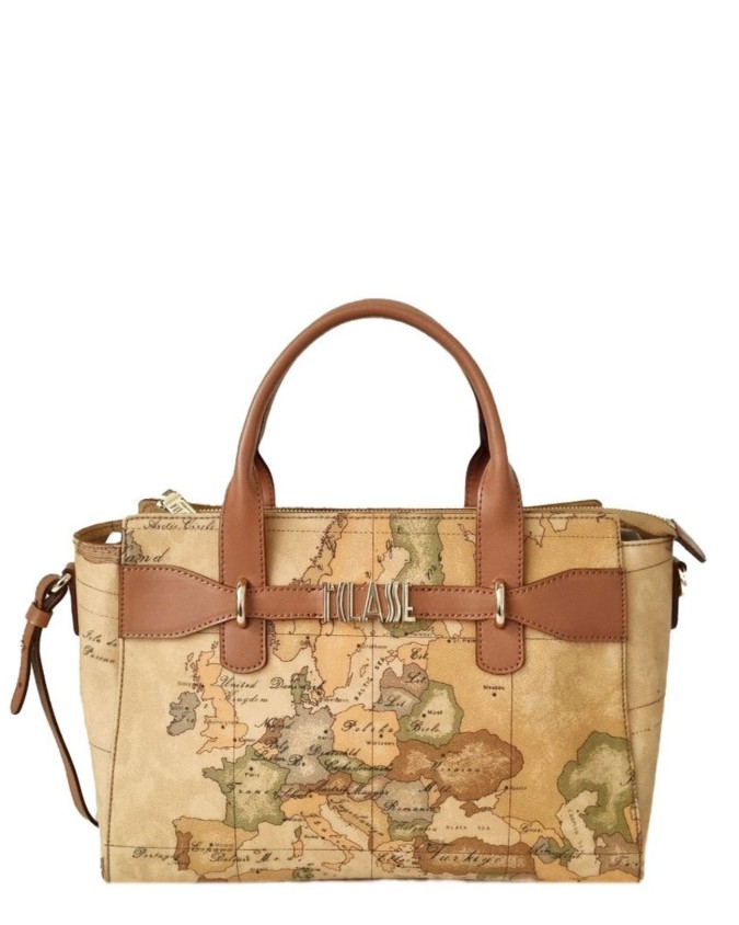 Alviero Martini Prima Classe - Borsa a mano con tracolla in tessuto goffrato Geo Classic