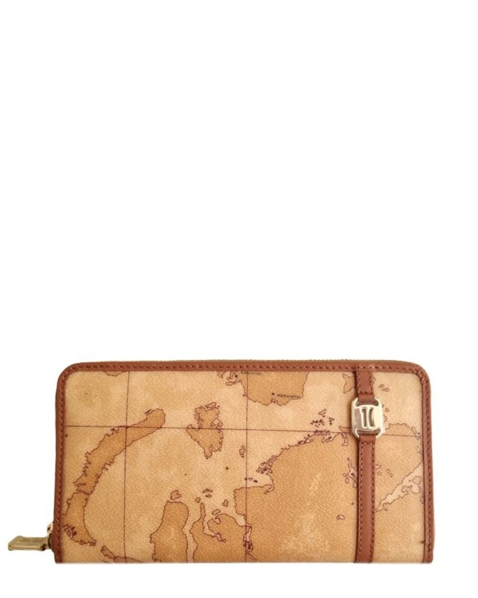 Alviero Martini Prima Classe - Portafoglio donna ziparound in tessuto stampato Geo Classic