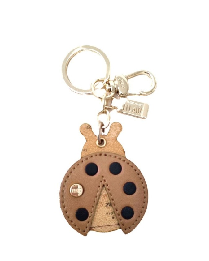 Alviero Martini Prima Classe - Portachiavi in tessuto goffrato epelle a forma di Coccinella