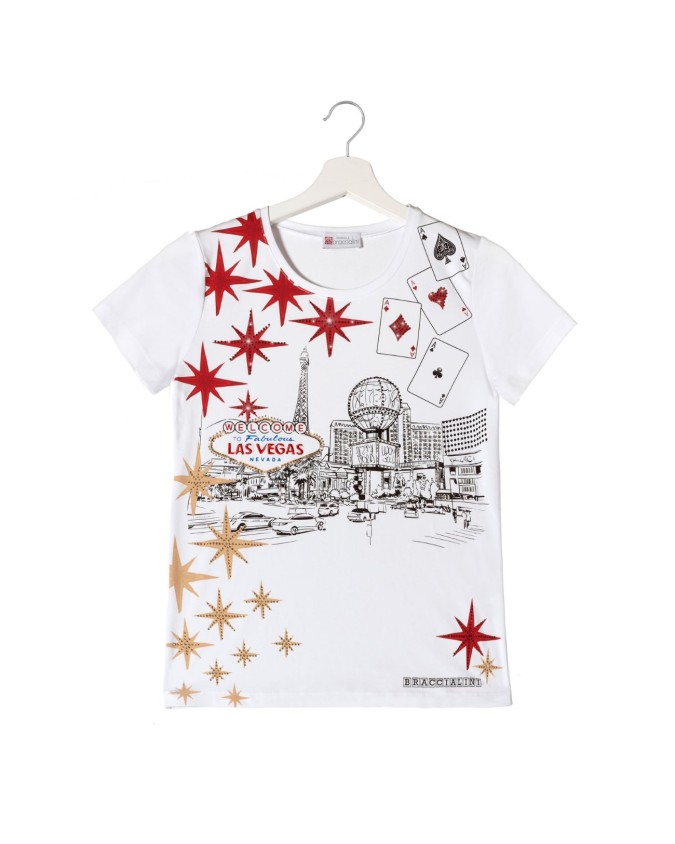 Braccialini - T-Shirt in misto cotone con stampa Las Vegas Top Wear