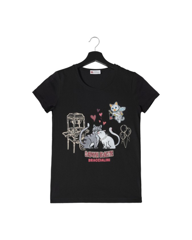 Braccialini - T-Shirt in misto cotone con stampa  Gattini Top Wear