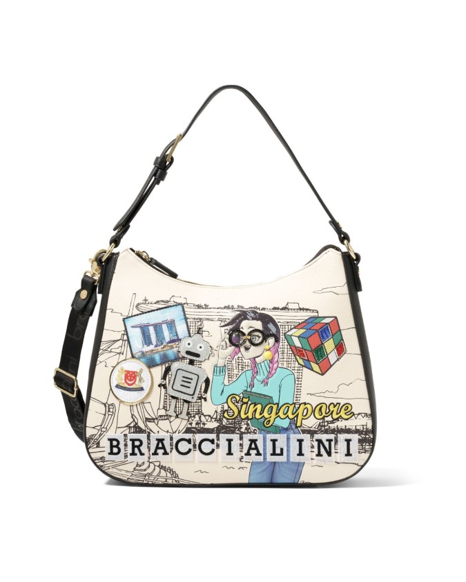Braccialini - Borsa hobo in ecopelle stampata Cartoline