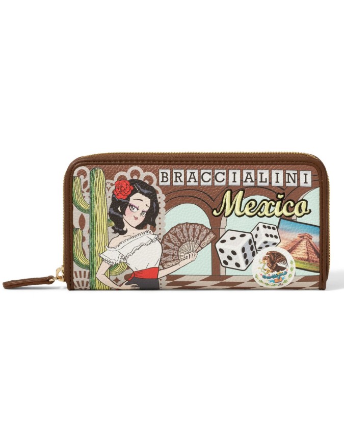 Braccialini - Portafoglio donna in ecopelle zip around Mexico  Cartoline