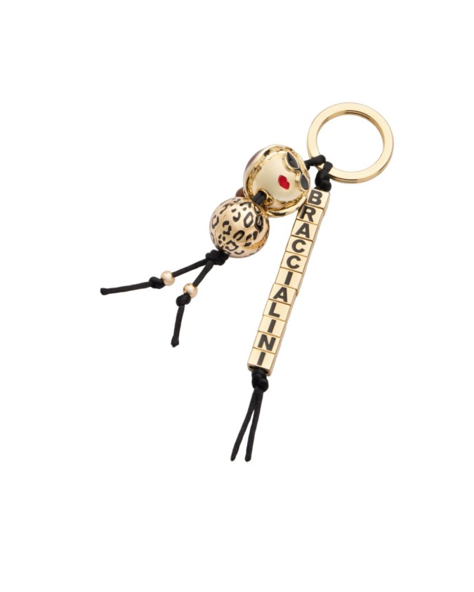 Braccialini - Portachiavi con ciondolo in acciaio leopardato Gadget
