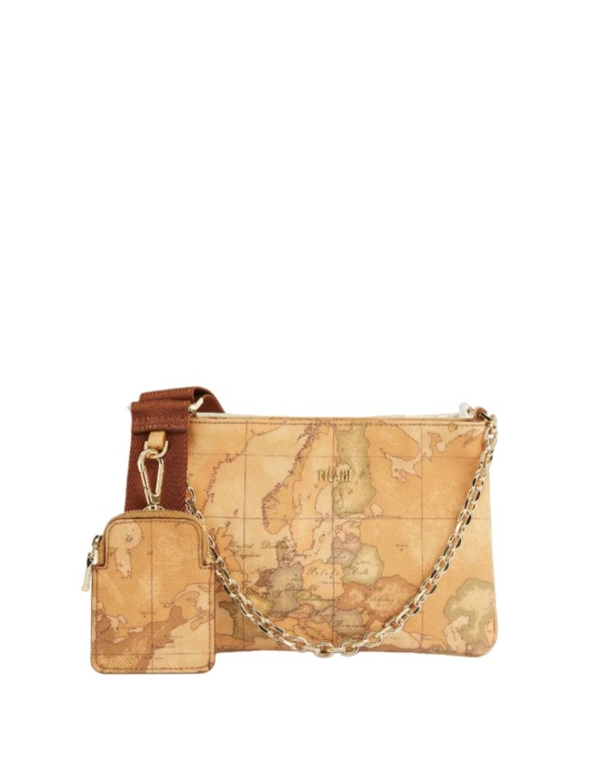 Alviero Martini Prima Classe - Tracollina doppia in tessuto stampa Geo Classic e Geo White