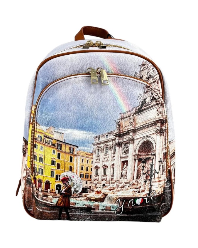 Ynot - Zaino donna grande in ecopelle stampata con tasca esterna Yesbag