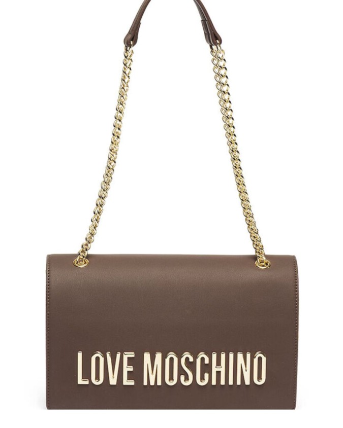Love Moschino - Borsa a tracolla con patta in ecopelle e logo frontale