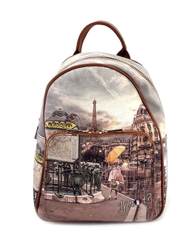 Ynot - Zaino donna in ecopelle stampata con tasca esterna Yesbag