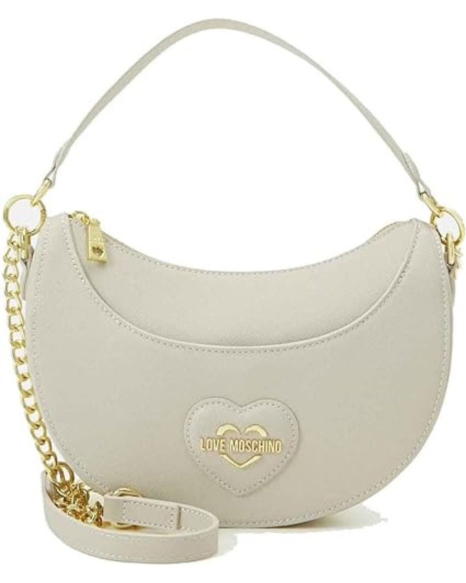 Love Moschino - Borsa a spalla in ecopelle con placca logo
