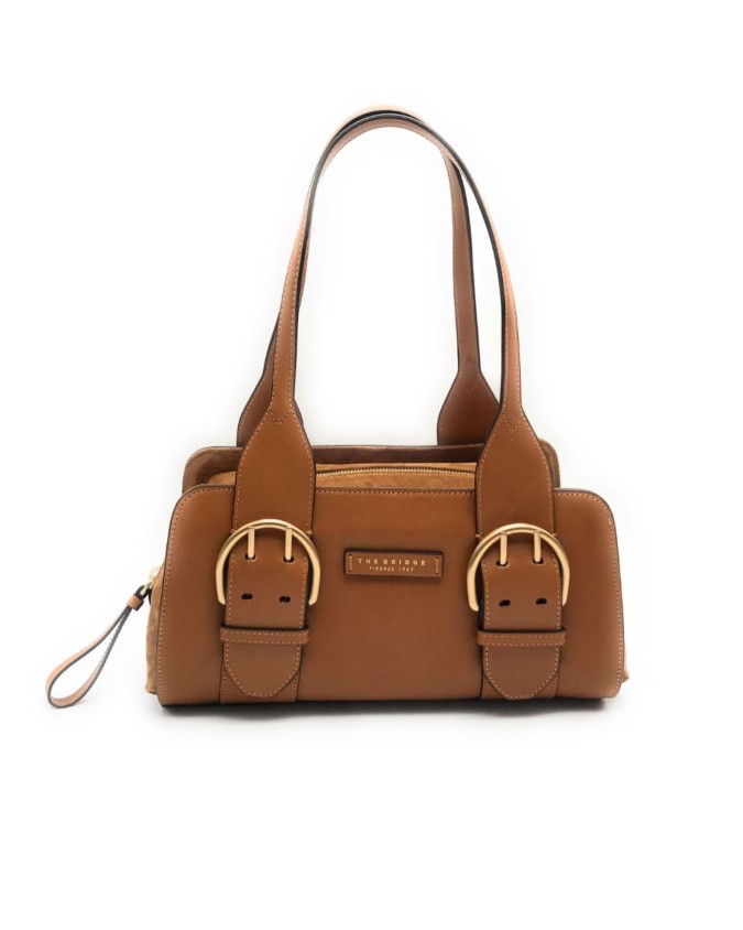 The Bridge - Borsa bauletto in pelle con dettagli in camoscio Elena